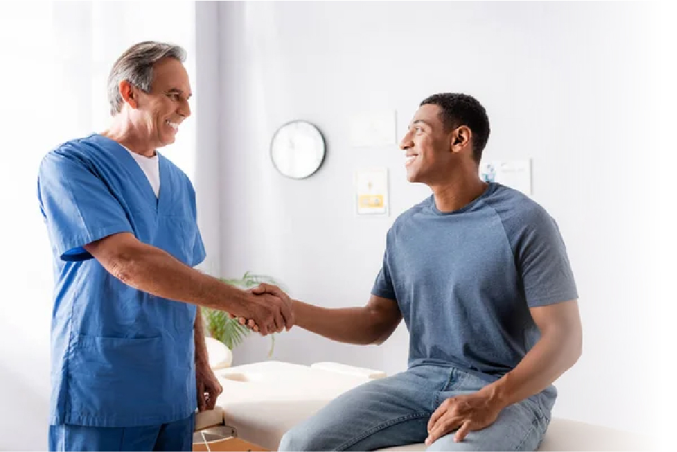 Doctor greeting patient